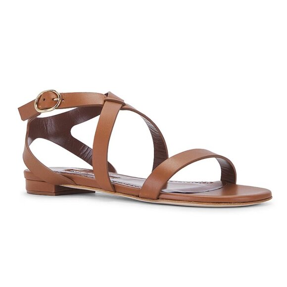 LIKE NEW Manolo Blahnik Magalou Leather Sandal in Medium Brown size 41 / US 11 - Picture 2 of 12